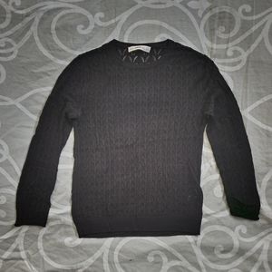 Zara Eyelet Knit Quarter Sleeve Sweater